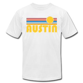 Austin, Texas T-Shirt - Retro Sunrise Unisex Austin T Shirt - white