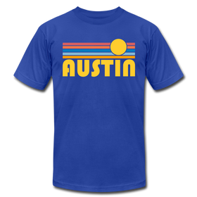 Austin, Texas T-Shirt - Retro Sunrise Unisex Austin T Shirt - royal blue