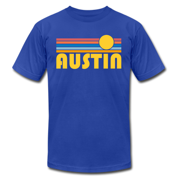 Austin, Texas T-Shirt - Retro Sunrise Unisex Austin T Shirt - royal blue