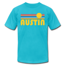 Austin, Texas T-Shirt - Retro Sunrise Unisex Austin T Shirt - turquoise