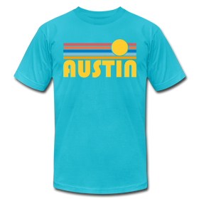 Austin, Texas T-Shirt - Retro Sunrise Unisex Austin T Shirt - turquoise