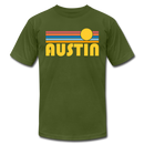 Austin, Texas T-Shirt - Retro Sunrise Unisex Austin T Shirt - olive
