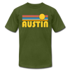 Austin, Texas T-Shirt - Retro Sunrise Unisex Austin T Shirt - olive