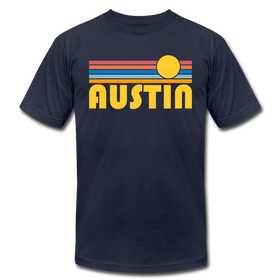 Austin, Texas T-Shirt - Retro Sunrise Unisex Austin T Shirt - navy