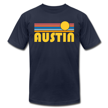 Austin, Texas T-Shirt - Retro Sunrise Unisex Austin T Shirt - navy