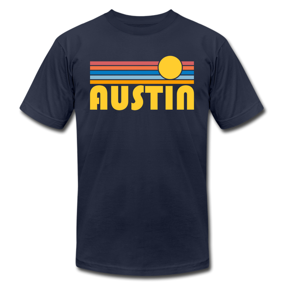 Austin, Texas T-Shirt - Retro Sunrise Unisex Austin T Shirt - navy