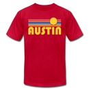 Austin, Texas T-Shirt - Retro Sunrise Unisex Austin T Shirt - red