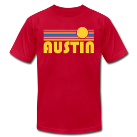 Austin, Texas T-Shirt - Retro Sunrise Unisex Austin T Shirt - red