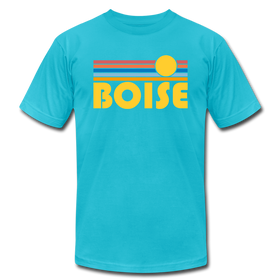 Boise, Idaho T-Shirt - Retro Sunrise Unisex Boise T Shirt - turquoise