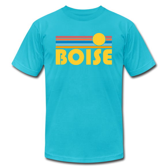 Boise, Idaho T-Shirt - Retro Sunrise Unisex Boise T Shirt - turquoise