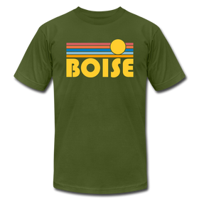 Boise, Idaho T-Shirt - Retro Sunrise Unisex Boise T Shirt - olive