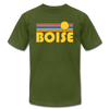 Boise, Idaho T-Shirt - Retro Sunrise Unisex Boise T Shirt - olive