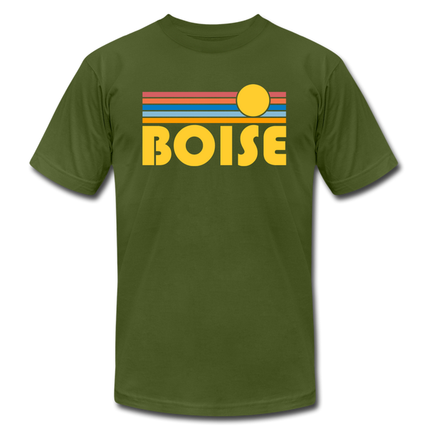 Boise, Idaho T-Shirt - Retro Sunrise Unisex Boise T Shirt - olive