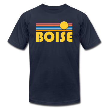 Boise, Idaho T-Shirt - Retro Sunrise Unisex Boise T Shirt - navy