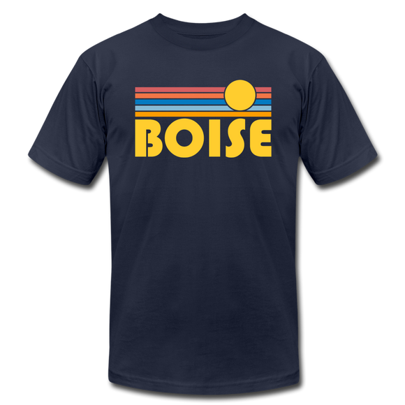 Boise, Idaho T-Shirt - Retro Sunrise Unisex Boise T Shirt - navy
