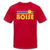 Boise, Idaho T-Shirt - Retro Sunrise Unisex Boise T Shirt - red