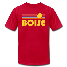 Boise, Idaho T-Shirt - Retro Sunrise Unisex Boise T Shirt - red