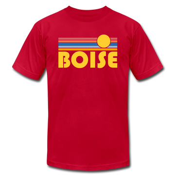 Boise, Idaho T-Shirt - Retro Sunrise Unisex Boise T Shirt - red