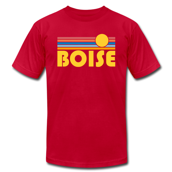 Boise, Idaho T-Shirt - Retro Sunrise Unisex Boise T Shirt - red