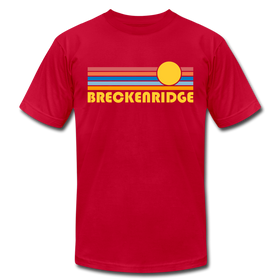 Breckenridge, Colorado T-Shirt - Retro Sunrise Unisex Breckenridge T Shirt - red