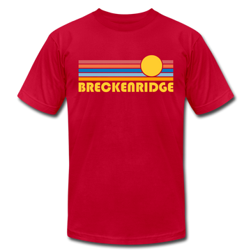 Breckenridge, Colorado T-Shirt - Retro Sunrise Unisex Breckenridge T Shirt - red