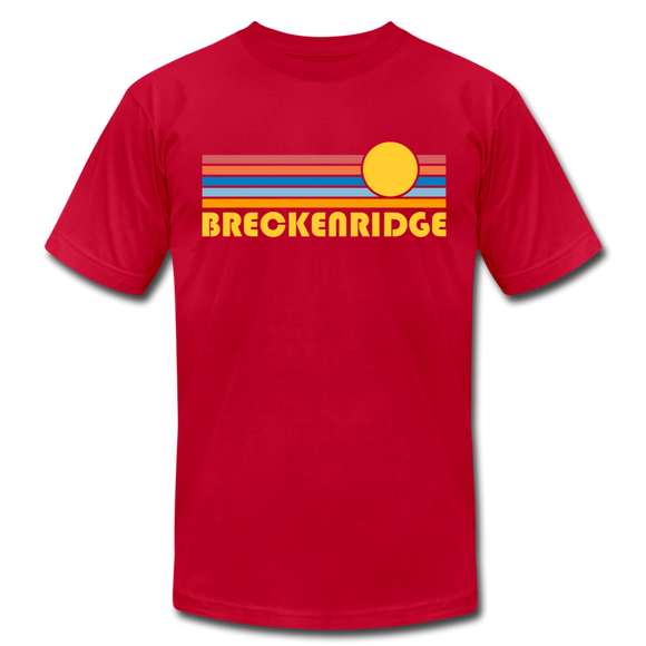 Breckenridge, Colorado T-Shirt - Retro Sunrise Unisex Breckenridge T Shirt - red