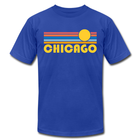 Chicago, Illinois T-Shirt - Retro Sunrise Unisex Chicago T Shirt - royal blue