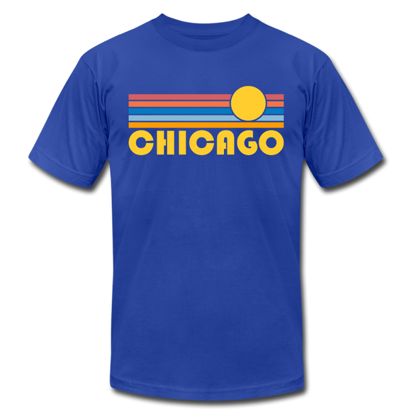 Chicago, Illinois T-Shirt - Retro Sunrise Unisex Chicago T Shirt - royal blue