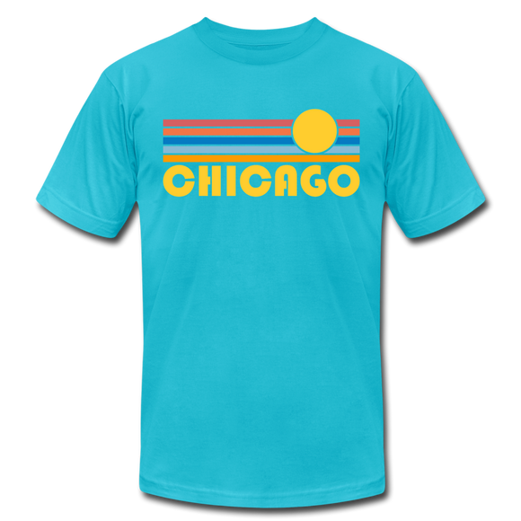 Chicago, Illinois T-Shirt - Retro Sunrise Unisex Chicago T Shirt - turquoise