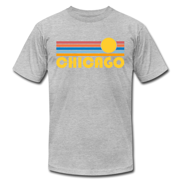 Chicago, Illinois T-Shirt - Retro Sunrise Unisex Chicago T Shirt - heather gray