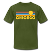 Chicago, Illinois T-Shirt - Retro Sunrise Unisex Chicago T Shirt - olive