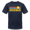 Chicago, Illinois T-Shirt - Retro Sunrise Unisex Chicago T Shirt - navy