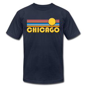 Chicago, Illinois T-Shirt - Retro Sunrise Unisex Chicago T Shirt - navy