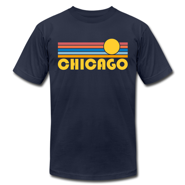 Chicago, Illinois T-Shirt - Retro Sunrise Unisex Chicago T Shirt - navy