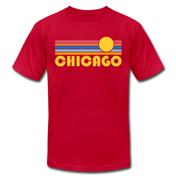 Chicago, Illinois T-Shirt - Retro Sunrise Unisex Chicago T Shirt - red