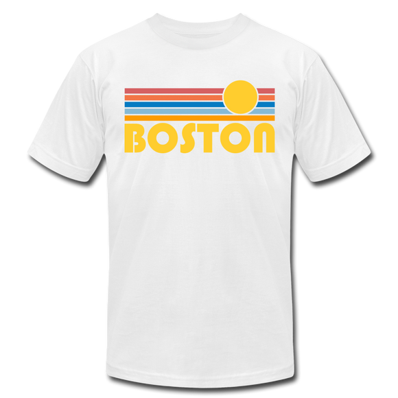 Boston, Massachusetts T-Shirt - Retro Sunrise Unisex Boston T Shirt - white