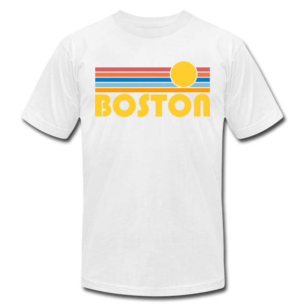 Boston, Massachusetts T-Shirt - Retro Sunrise Unisex Boston T Shirt - white