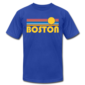 Boston, Massachusetts T-Shirt - Retro Sunrise Unisex Boston T Shirt - royal blue