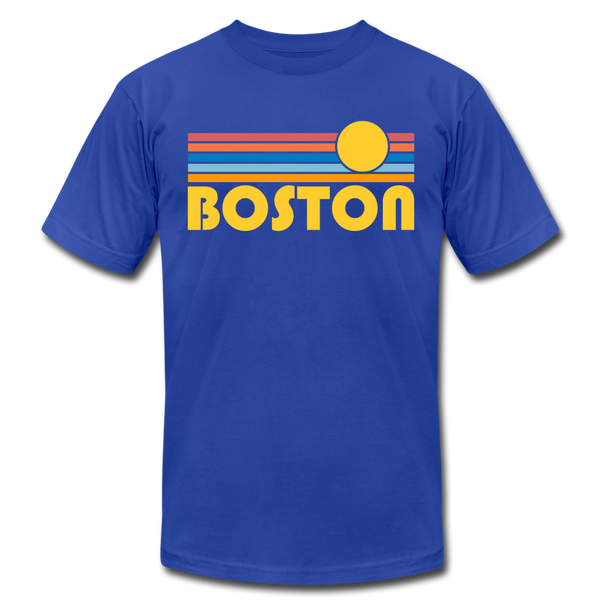 Boston, Massachusetts T-Shirt - Retro Sunrise Unisex Boston T Shirt - royal blue