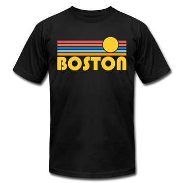 Boston, Massachusetts T-Shirt - Retro Sunrise Unisex Boston T Shirt - black