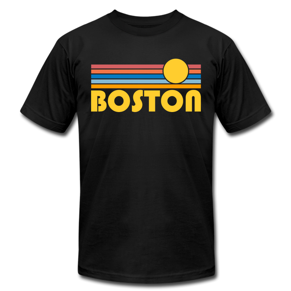 Boston, Massachusetts T-Shirt - Retro Sunrise Unisex Boston T Shirt - black