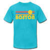 Boston, Massachusetts T-Shirt - Retro Sunrise Unisex Boston T Shirt - turquoise