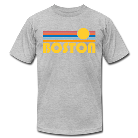 Boston, Massachusetts T-Shirt - Retro Sunrise Unisex Boston T Shirt - heather gray