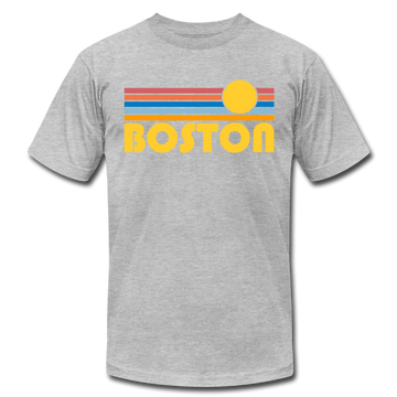 Boston, Massachusetts T-Shirt - Retro Sunrise Unisex Boston T Shirt - heather gray