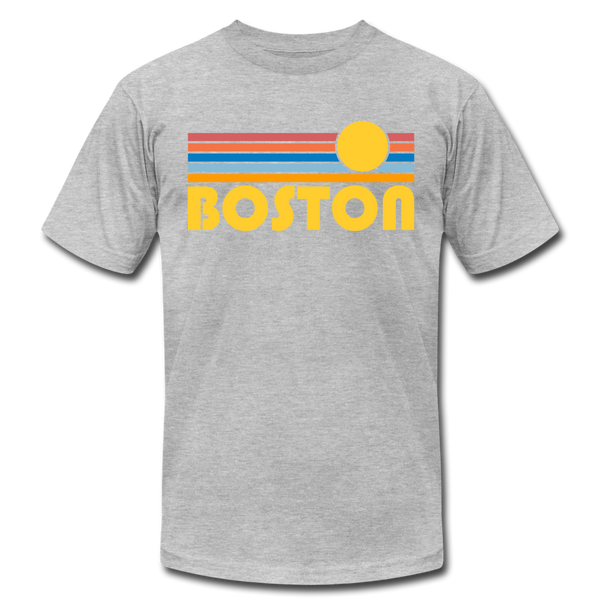 Boston, Massachusetts T-Shirt - Retro Sunrise Unisex Boston T Shirt - heather gray
