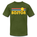 Boston, Massachusetts T-Shirt - Retro Sunrise Unisex Boston T Shirt - olive