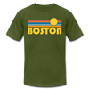 Boston, Massachusetts T-Shirt - Retro Sunrise Unisex Boston T Shirt - olive
