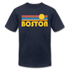 Boston, Massachusetts T-Shirt - Retro Sunrise Unisex Boston T Shirt - navy