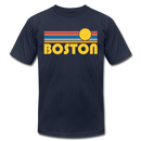 Boston, Massachusetts T-Shirt - Retro Sunrise Unisex Boston T Shirt - navy