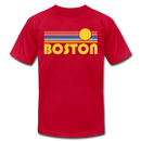 Boston, Massachusetts T-Shirt - Retro Sunrise Unisex Boston T Shirt - red